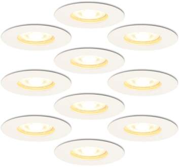 Set van 10 Bari - LED Inbouwspots Dimbaar Wit - IP65 waterdicht voor badkamer, binnen en buiten - GU10 4,5 Watt 345 Lumen - 2700K Warm wit - Spotjes