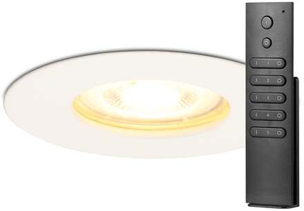 Set van 10 dimbare LED inbouwspots Bari wit GU10 5 Watt 2700K IP65 spatwaterdicht incl. afstandsbediening