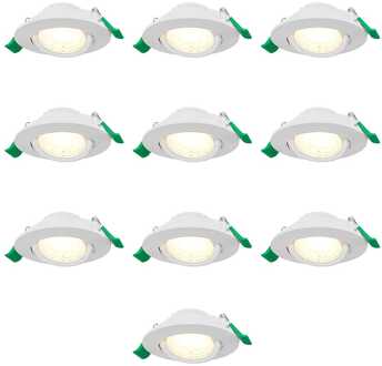 Set van 10 Prado dimbare LED-inbouwspots - 6 watt 570 lumen - CCT instelbare lichtkleur 2700K/4000K/6000K - lage inbouwdiepte 25 mm - rond - IP20 voor gebruik binnenshuis - Wit