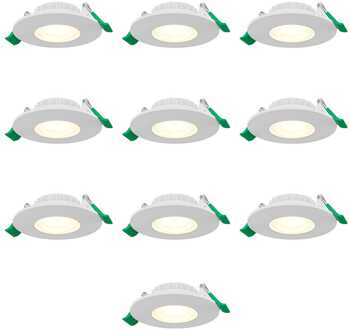 Set van 10 Prado dimbare LED Inbouwspots - 6 watt 570 lumen - CCT instelbare lichtkleur 2700K/4000K/6000K - Lage inbouwdiepte 25 mm - rond - IP44 voor binnen en buiten - Wit