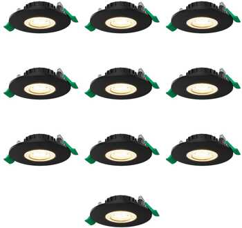Set van 10 Prado dimbare LED Inbouwspots - 6 watt 570 lumen - CCT instelbare lichtkleur 2700K/4000K/6000K - Lage inbouwdiepte 25 mm - Rond - IP44 voor binnen en buiten - Zwart
