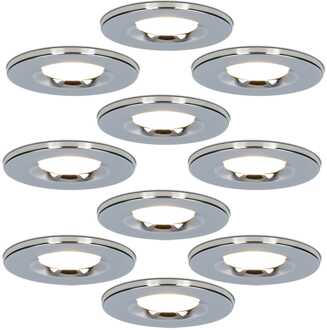 Set van 10 Venezia LED inbouwspots - 6 Watt 650 lumen - 2700K warm wit - Dimbaar - Rond - IP65 waterdicht - Chroom - Voor binnen, buiten en badkamer