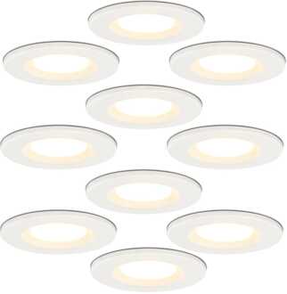 Set van 10 Venezia LED inbouwspots - 6 Watt 650 lumen - 2700K warm wit - Dimbaar - Rond - IP65 waterdicht - Wit - Voor binnen, buiten en badkamer
