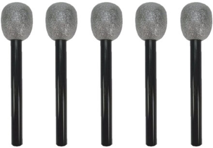 Set van 10x nep microfoons zwart/zilver 30 cm