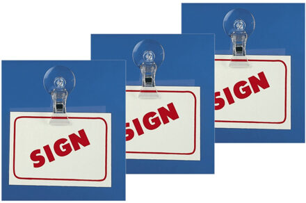 Set van 10x stuks doorzichtige ophangklem met zuignap