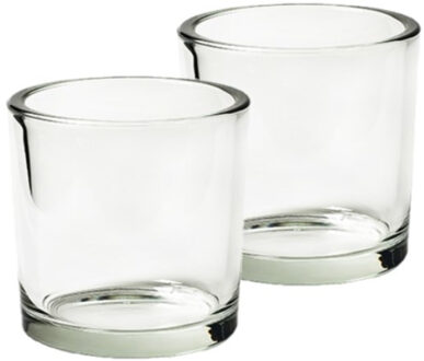 Set van 10x stuks kaarsenhouders voor theelichtjes/waxinelichtjes transparant  14 x 14 cm - Stevig glas/glazen kaarsjes houders