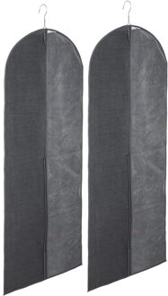 Set van 10x stuks kleding/beschermhoes linnen grijs 130 cm inclusief kledinghangers