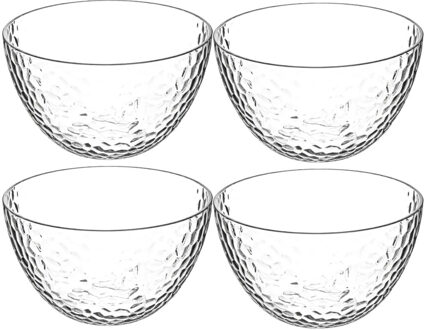 Set van 10x stuks - Kommetje/serveer schaaltjes - relief kunststof - D14 cm