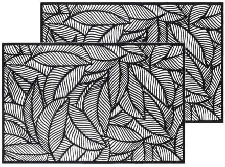 Set van 10x stuks placemats Jungle zwart PVC 45 x 30 cm