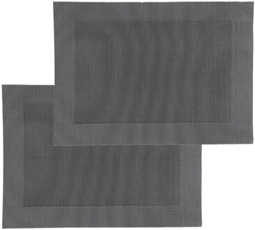 Set van 10x stuks placemats zwart texaline 50 x 35 cm
