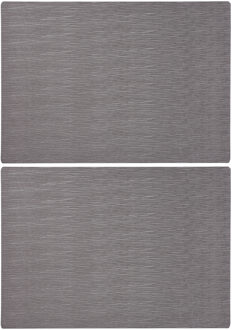 Set van 10x stuks rechthoekige placemats grijs 43 x 30 cm leder look