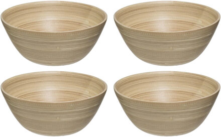 Set van 10x stuks - Slakommetjes/serveer schaaltjes - bamboe - D17 cm