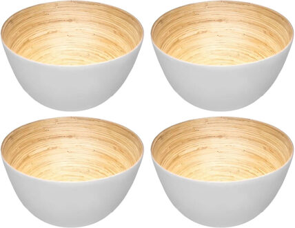 Set van 10x stuks - Slakommetjes/serveer schaaltjes - bamboe - D17 cm