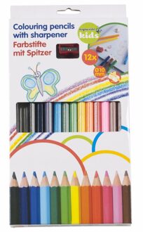 Set van 12 kleurpotloden inclusief puntenslijper - Kleurpotlood Multikleur