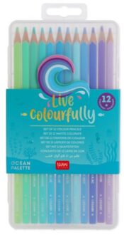 set van 12 kleurpotloden - oceaan