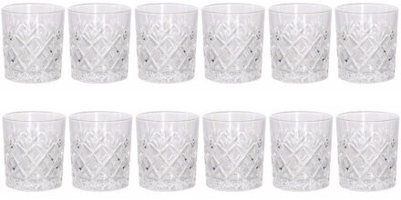 Set van 12 luxe drinkglazen/whiskeyglazen 200 ml - Drinkglazen Transparant