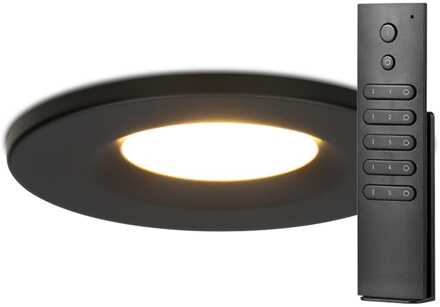 Set van 12 stuks dimbare LED inbouwspots zwart Venezia 6 Watt 2700K IP65 incl. afstandsbediening