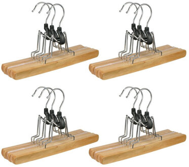 Set van 12 stuks houten broekhangers kledinghangers 24,5 cm  - Kledinghangers / kleerhangers - broeken en rokken ophangen