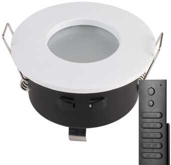 Set van 12 stuks LED inbouwspots Barcelona wit IP44 5 Watt 2700K dimbaar incl. afstandsbediening