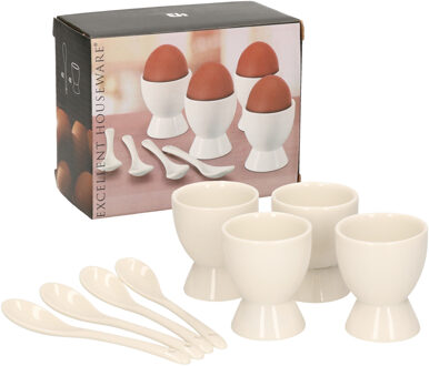 Set van 12x eierdopjes met lepel 6 cm