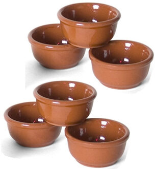 Set van 12x Serveerschaaltjes voor tapas/snacks/sausjes en borrelhapjes 7 x 7 cm - terracotta serveerschaaltjes