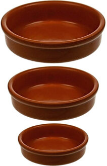 Set van 12x stuks creme brulee of tapas bakjes 5 en 7 en 10 cm - Serveerschalen Bruin