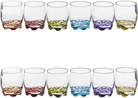 Set van 12x stuks drinkglazen/waterglazen kleurenmix 310 ml - Drinkglazen Transparant