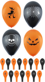 Set van 12x stuks Halloween ballonnen met print 23 cm - Ballonnen Multikleur