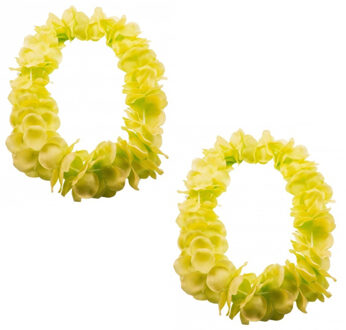 Set van 12x stuks hawaii kransen bloemen slingers neon geel