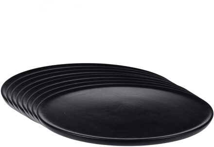 Set van 12x stuks kerstdiner onderborden rond zwart hout 38 cm - Onderborden