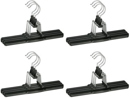 Set van 12x stuks kunststof broekhangers kledinghangers 26 cm - Kledinghangers Zwart