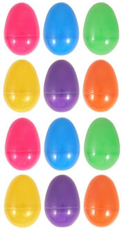 Set van 12x stuks kunststof surprise paaseitjes multi-kleur 8 cm