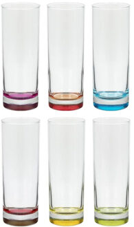 Set van 12x stuks longdrink glazen Colori 310 ml van glas - Longdrinkglazen Multikleur