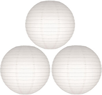 Set van 12x stuks luxe witte bol lampionnen 25 cm - Bruiloft, verjaardag, party feestartikelen/versiering in het wit