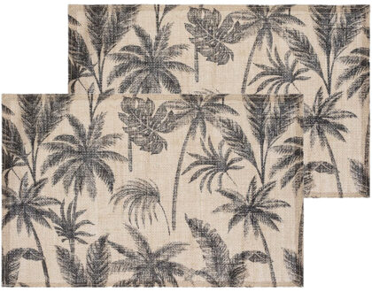 Set van 12x stuks placemats palmbomen jute 45 x 30 cm