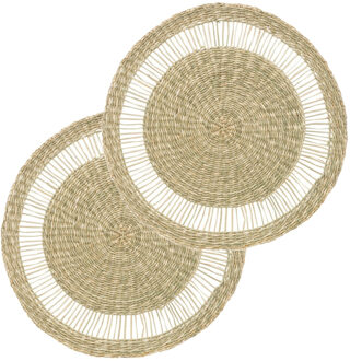 Set van 12x stuks placemats zeegras naturel 38 cm