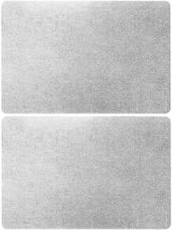 Set van 12x stuks rechthoekige placemats zilver met glitters 43,5 x 28,5 cm