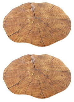Set van 12x stuks ronde placemat boomstam print 38 cm - Action products