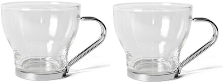 Set van 12x theeglazen/koffieglazen met Rvs oortje/handvat - 170 ml