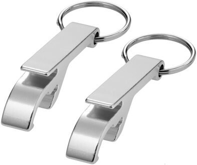 Set van 15x stuks flessen openers sleutelhanger zilver 5.5 cm - Voordelige uitdeel cadeautjes/geschenken