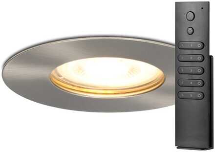 Set van 16 dimbare LED inbouwspots Bari RVS GU10 5 Watt 2700K IP65 spatwaterdicht incl. afstandsbediening