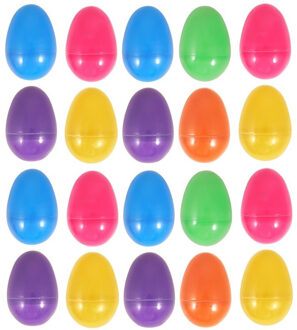 Set van 18x stuks kunststof surprise paaseitjes multi-kleur 8 cm