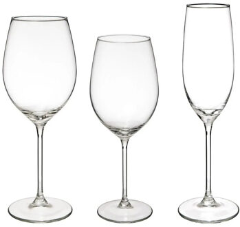 Set van 18x wijnglazen en champagneglazen Lina 210/410/540 ml van glas Transparant