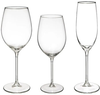 Set van 18x wijnglazen en champagneglazen Lina 210/410/540 ml van glas - Wijnglazen Transparant