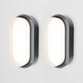 Set van 2 C-Series - LED Plafondlamp zwart ovaal - Wandlamp - Scheepslamp - IP54 - 18 Watt - 1830lm - 4000K neutraal wit - voor binnen en buiten