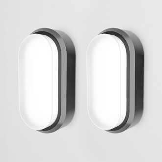 Set van 2 C-Series - LED Plafondlamp zwart ovaal - Wandlamp - Scheepslamp - IP54 - 18 Watt - 1830lm - 6500K Daglicht wit - voor binnen en buiten