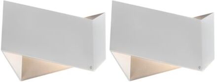 Set van 2 design wandlampen wit - Fold