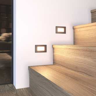 Set van 2 Dillon - LED Inbouw Wandlampen - 3 Watt 340 Lumen - 3000K Warm wit - IP54 waterdicht - Voor binnen en buiten - Zwart