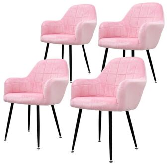 Set van 2 eetkamerstoelen, roze, met rugleuning en armleuningen Zwart