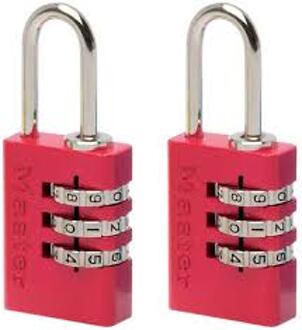 Set van 2 gekleurde hangsloten - 3 cijferige code - Aluminium - 7620EURTCOL